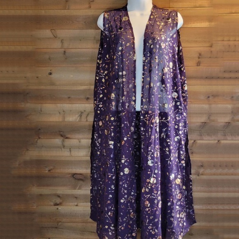 LuLaRoe Purple & Floral Gold Foil Elegant Joy